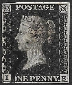 SG2 1840 Penny Black Plate 6 I-E 4 Margin