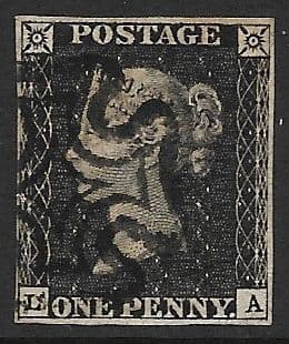 SG2 1840 Penny Black Plate 6 L-A 4 Margin