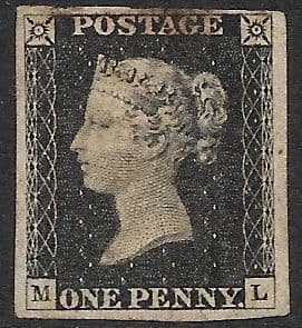 SG2 1840 Penny Black Plate 6 M-L 4 Margin