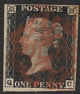 SG2 1840 Penny Black Plate 7 Q-C 4 Margin