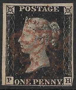 SG2 1840 Penny Black Plate 8 P-H 4 Margin