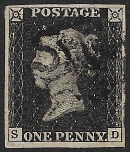 SG2 1840 Penny Black Plate 8 S-D 4 Margin