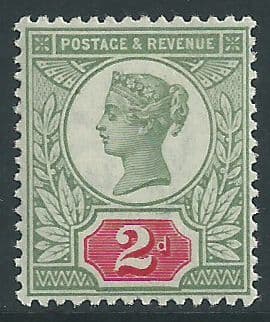 SG200 2d Green & Carmine 1887 Jubilee Issue Unmounted Mint (Queen Victoria Surface Printed Stamps)
