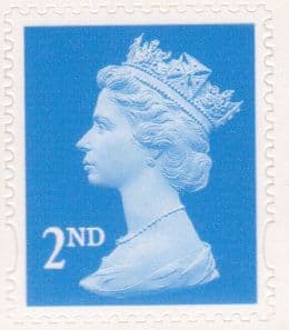 SG2039 2nd Class Bright Blue NVI Machin Stamp Centre Band Self Adhesive Questa