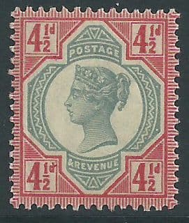 SG206 4½d Green & Carmine 1887 Jubilee Issue Unmounted Mint (Queen Victoria Surface Printed Stamps)