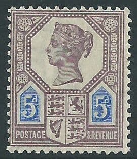 SG207a 5d Purple & Blue Die II 1887 Jubilee Issue Unmounted Mint (Queen Victoria Surface Printed Stamps)