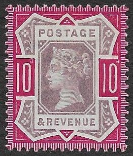 SG210a 10d Purple & Deep Carmine 1887 Jubilee MOUNTED Mint (Queen Victoria Surface Printed Stamps)