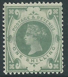 SG211 1/- Dull Green 1887 Jubilee Issue Unmounted Mint (Queen Victoria Surface Printed Stamps)