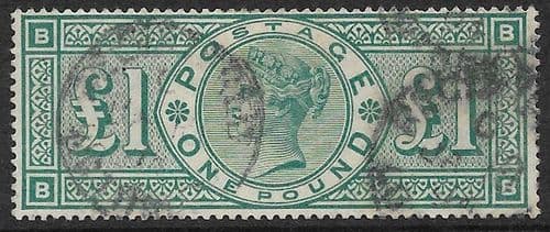 SG212 £1 Green Used Stamp B-B No Faults