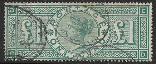 SG212  £1 Green Used  Stamp  C-D No Faults