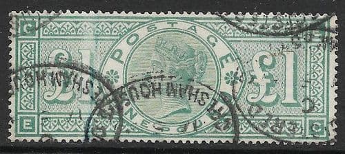 SG212 £1 Green Used Stamp E-C