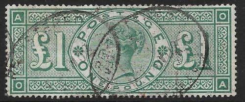SG212  £1 Green Used  Stamp  O-A