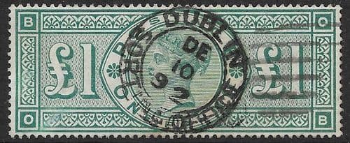 SG212  £1 Green Used  Stamp  O-B No Faults