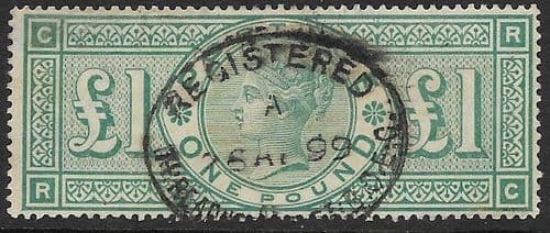SG212 £1 Green Used Stamp R-C No Faults (1)