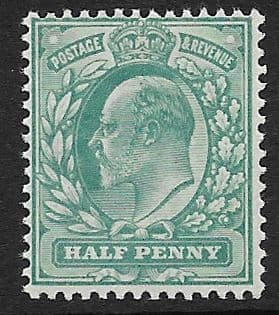 SG215 ½d Dull Blue Green DLR Ordinary Paper MOUNTED MINT (Edward VII Stamps)