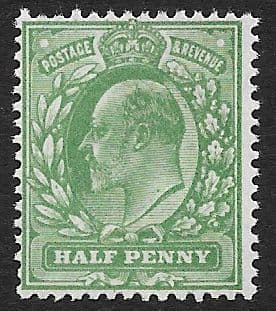 SG218 ½d Yellowish Green DLR Ordinary Paper Unmounted Mint (Edward VII Stamps)