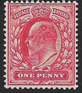 SG219 1d Scarlet DLR Ordinary Paper MOUNTED MINT (Edward VII Stamps)
