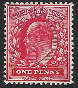 SG220 1d Bright Scarlet DLR Ordinary Paper Unmounted Mint (Edward VII Stamps)