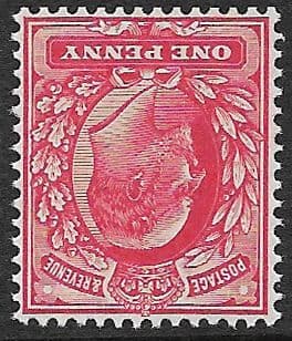 SG220wi 1d Bright Scarlet Inverted Watermark DLR Unmounted Mint (Edward VII Stamps)