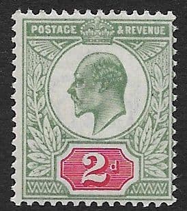 SG226 2d Grey Green & Carmine Red DLR Ordinary Paper Unmounted Mint (Edward VII Stamps)