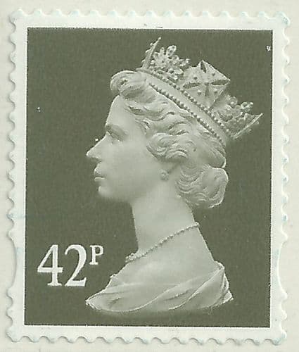 SG2297 42p Deep Olive Grey Machin Self Adhesive Stamp Photogravure Walsall