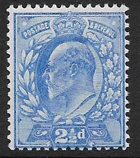 SG230 2½d Ultramarine DLR Ordinary Paper Unmounted Mint (Edward VII Stamps)