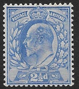 SG231 2½d Pale Ultramarine DLR Ordinary Paper MOUNTED MINT (Edward VII Stamps)