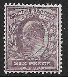 SG245 6d Pale Dull Purple DLR Ordinary Paper Unmounted Mint (Edward VII Stamps)