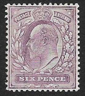 SG245a 6d Pale Dull Purple DLR Chalk Surface Paper Unmounted Mint (Edward VII Stamps)