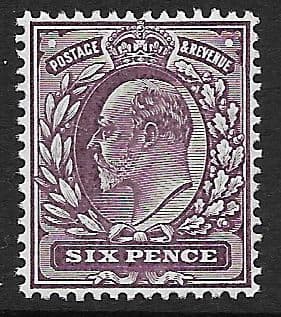 SG246 6d Slate Purple DLR Ordinary Paper MOUNTED MINT (Edward VII Stamps)