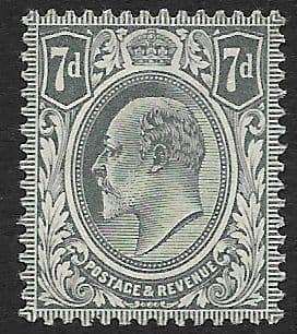 SG249 7d Grey Black DLR Ordinary Paper MOUNTED MINT (Edward VII Stamps)