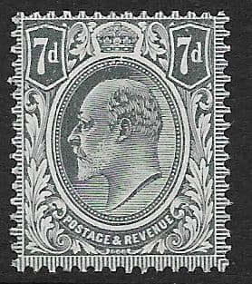 SG249a 7d Deep Grey Black DLR Ordinary Paper Unmounted Mint (Edward VII Stamps)