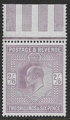 SG260 2s6d Lilac DLR Ordinary Paper Unmounted Mint with Cert (Stock E70001) (Edward VII Stamps)