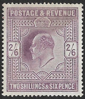 SG261 2s6d Pale Dull Purple Chalky Paper FINE MOUNTED MINT (Edward VII Stamps) (Stock E70036)