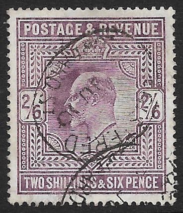 SG261 2s6d Pale Dull Purple Chalky Paper Used (Edward VII Stamps) (Stock E70025)