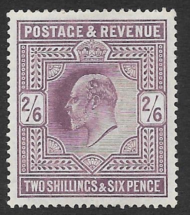 SG262 2s6d Dull Purple Chalky Paper FINE MOUNTED MINT (Edward VII Stamps) (Stock E70037)