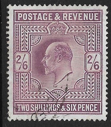 SG262 2s6d Dull Purple Chalky Paper Used (Edward VII Stamps) (Stock E70054)