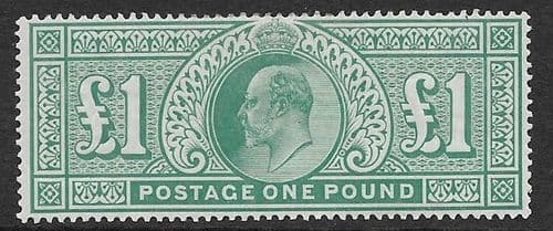 SG266 £1 Dull Green MOUNTED MINT (Edward VII Stamps) (stock E70042)