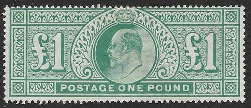 SG266  £1  Dull Green  MOUNTED MINT (Edward VII Stamps) (stock E70044)