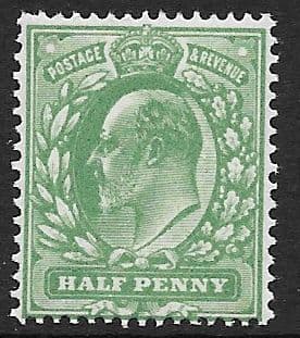 SG279a ½d Deep Dull Green Harrison Perf 15x14 Printing Unmounted Mint (Edward VII Stamps)