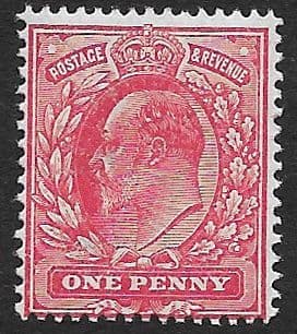SG282 1d Pale Rose Carmine Harrison Perf 15x14 Printing Unmounted Mint (Edward VII Stamps)