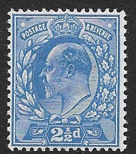 SG283 2½d Bright Blue Harrison Perf 15x14 Printing Unmounted Mint (Edward VII Stamps)