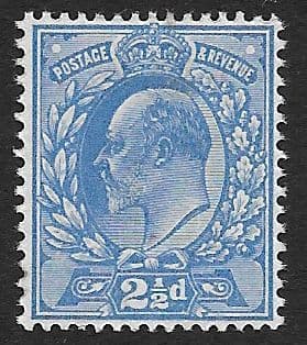 SG284 2½d Dull Blue Harrison Perf 15x14 Printing MOUNTED MINT (Edward VII Stamps)