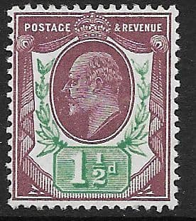 SG287 1½d Reddish Purple & Bright Green Somerset House Printing MOUNTED MINT (Edward VII Stamps)
