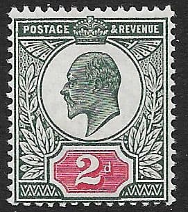SG290 2d Deep Dull Green & Red Somerset House Printing Unmounted Mint (Edward VII Stamps)