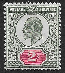 SG292 2d Grey Green & Bright Carmine Somerset House Printing MOUNTED MINT (Edward VII Stamps)