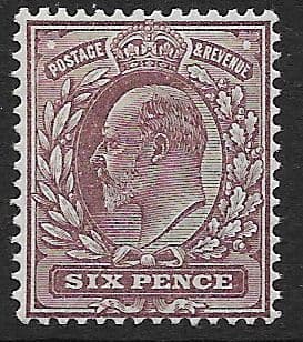 SG297 6d Dull Purple Somerset House Printing MOUNTED MINT (Edward VII Stamps)
