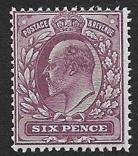 SG298 6d Reddish Purple Somerset House Printing Unmounted Mint (Edward VII Stamps)