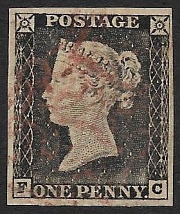 SG3 1840 Penny Black Plate 1a F-C 4 Margin