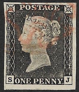 SG3 1840 Penny Black Plate 1a S-J 4 Margin